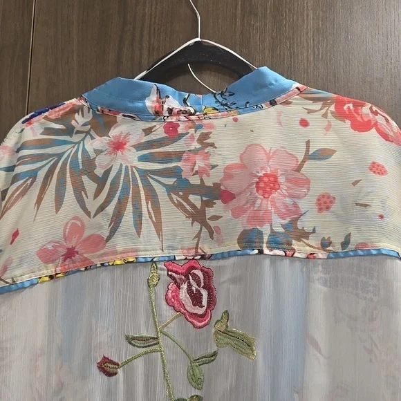 John Mark-NWT-Floral Paisley Embroidered "Garden Party" Patchwork Kimono-Size 2X - Picture 12 of 17